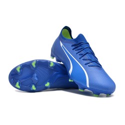 Puma Ultra Ultimate FG Azul Blanco Hombre Zapatos De Futbol