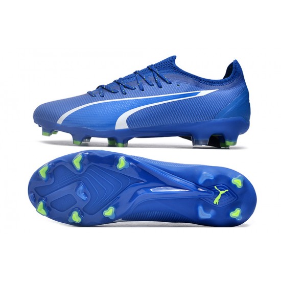 Explorar  Puma Ultra Ultimate FG Azul Blanco Hombre Zapatos De Futbol