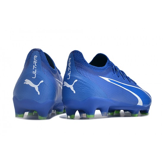 Explorar  Puma Ultra Ultimate FG Azul Blanco Hombre Zapatos De Futbol