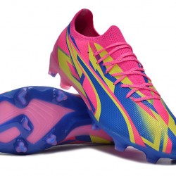 Puma Ultra Ultimate FG Hombre Rosa Azul Zapatos De Futbol