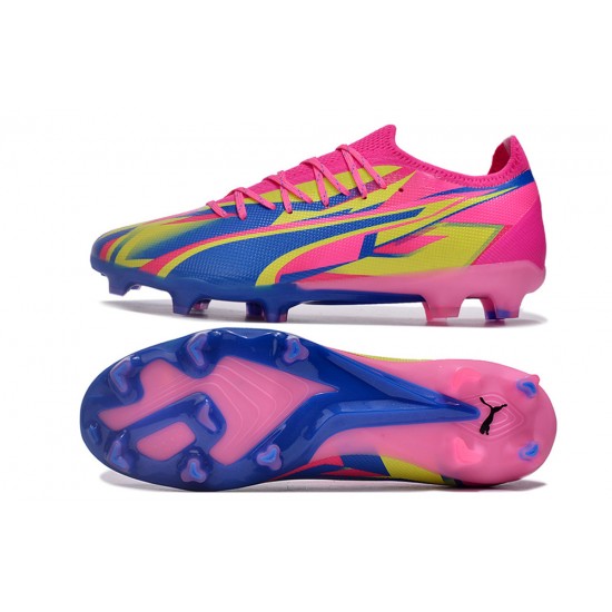 Calidad superior  Puma Ultra Ultimate FG Hombre Rosa Azul Zapatos De Futbol