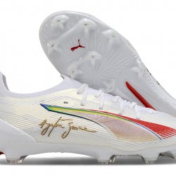 Puma Ultra Ultimate FG Hombre Blanco y Oro Zapatos De Futbol