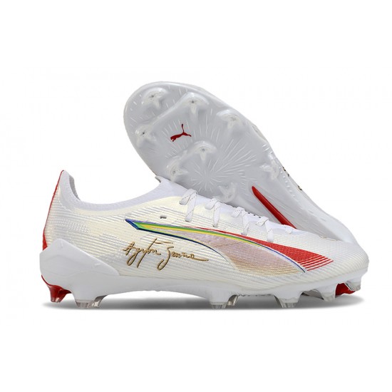 Descubrir  Puma Ultra Ultimate FG Hombre Blanco y Oro Zapatos De Futbol