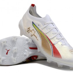 Puma Ultra Ultimate FG Hombre Blanco y Oro Zapatos De Futbol