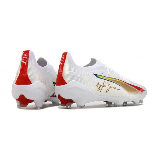 Descubrir  Puma Ultra Ultimate FG Hombre Blanco y Oro Zapatos De Futbol