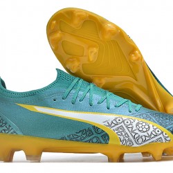 Puma Ultra Ultimate FG Teal Amarillo Hombre Zapatos De Futbol