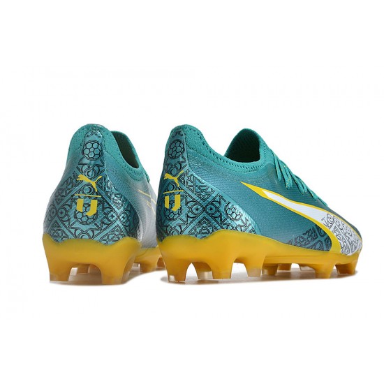 Calidad superior  Puma Ultra Ultimate FG Teal Amarillo Hombre Zapatos De Futbol