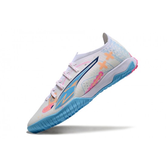 Alta calidad Puma Ultra Ultimate TF Blanco Azul Hombre Zapatos De Futbol